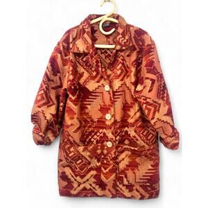 Artisan ELIZABETH HILL M Mid Length Blazer Jacket Coat Aztec Western Chenille